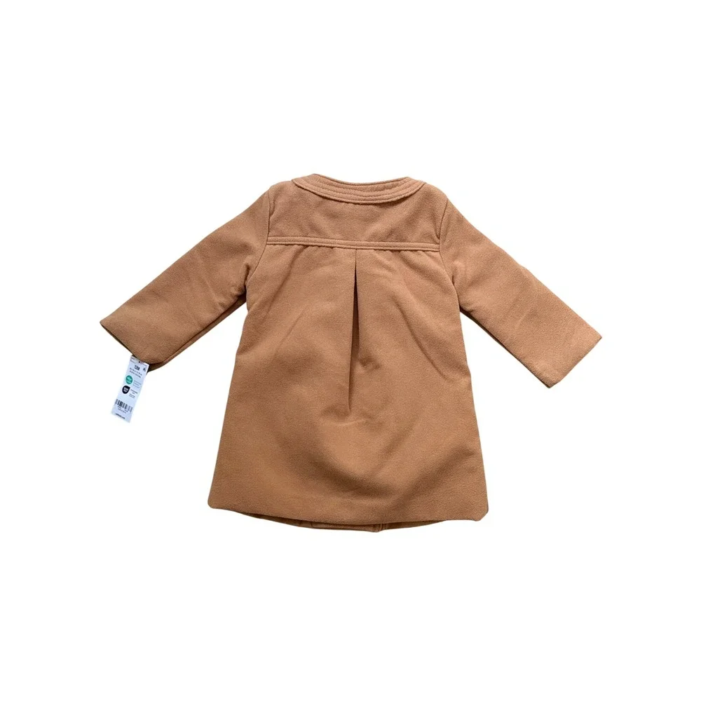 Baby Bgosh Girls Camel Brown Double Breasted Bow Dress Coat 12M Peacoat